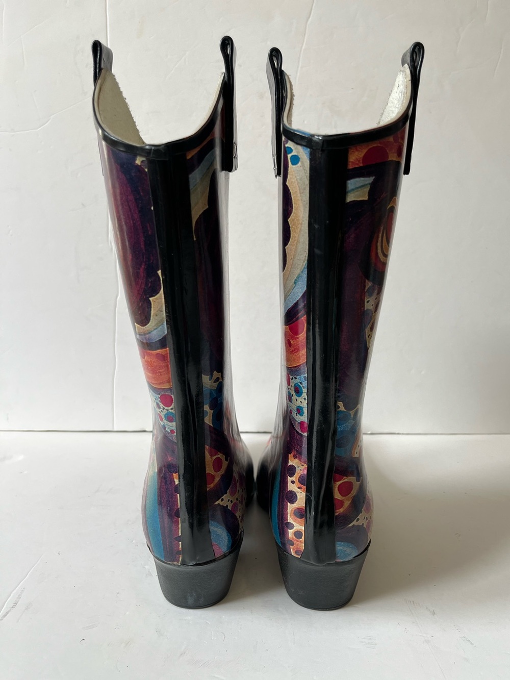 Nomad yippy abstract Multicolor Patterned Western rubber Rain Boots size 10 - Picture 4 of 10